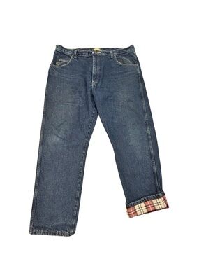 Cabela’s Roughneck Plaid‎ Flannel Lined Men’s Blue Jeans 40/30 Insulated Denim